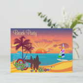 Invitation Surfers et partie de plage de coucher du soleil (Debout devant)