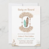 Invitation Surfing Beach Boho Baby On Board Baby Shower (Devant)