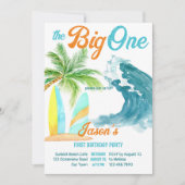 Invitation Surfing rétro beach party grand un 1er anniversair (Devant)