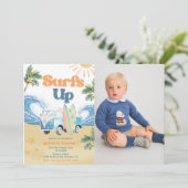 Invitation Surfs Up Beach 1ère fête d'anniversaire Photo (Debout devant)