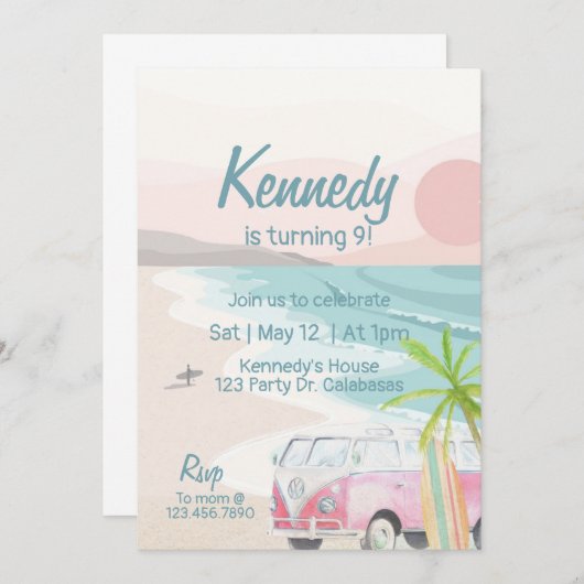 Invitation Surfs Up Invitation, Surf Party, Luau, Plage (Devant / Derrière)