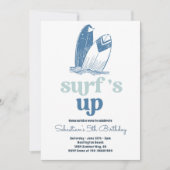 Invitation Surfs Up Moderne Surboard Plage Anniversaire (Devant)