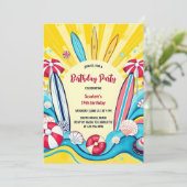 Invitation Surfs Up Summer Fun Beach Surf Anniversaire (Debout devant)
