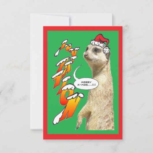 Invitation suricate de Noël vert X-Mas (Devant)
