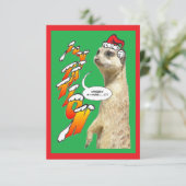 Invitation suricate de Noël vert X-Mas (Debout devant)