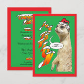 Invitation suricate de Noël vert X-Mas (Devant / Derrière)