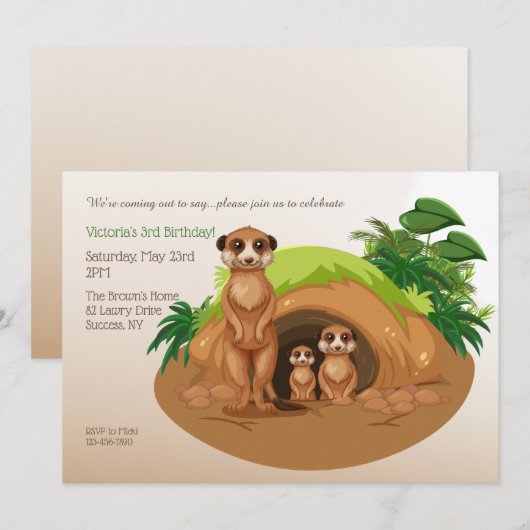 Invitation Suricates (Devant / Derrière)