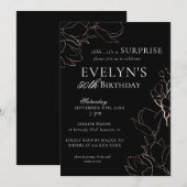 Invitation Surprendre chaque année Gold Floral fête d'anniver (Devant / Derrière)