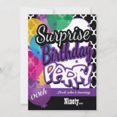 Invitation Surprise 00e anniversaire avec des ballons en viol (Devant)