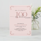 Invitation Surprise 100 & Fabuleux Blush Pink Anniversaire (Debout devant)