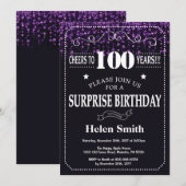 Invitation surprise 100e anniversaire avec paillet (Devant / Derrière)