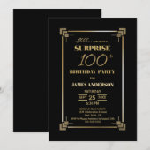 Invitation Surprise 100e anniversaire Black and Gold Party (Devant / Derrière)