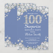 Invitation Surprise 100e anniversaire Blue Silver Diamond (Devant / Derrière)