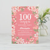 Invitation Surprise 100e anniversaire Boho rose botanique flo (Debout devant)