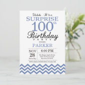 Invitation Surprise 100e Anniversaire Chevron Bleu (Debout devant)