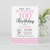 Invitation Surprise 100e Anniversaire Chevron Rose (Debout devant)