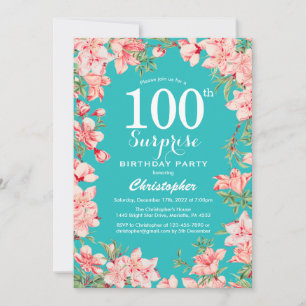 Invitation Surprise 100e anniversaire Fleurs florales roses T