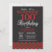 Invitation surprise 100e anniversaire Noir et Roug (Devant)