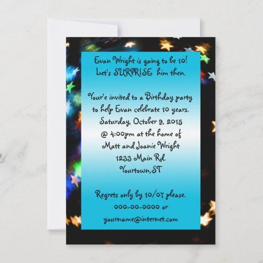 Invitation Surprise 10e anniversaire (Dos)