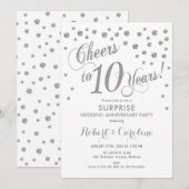 Invitation Surprise 10e anniversaire de mariage - Blanc & Arg (Devant / Derrière)