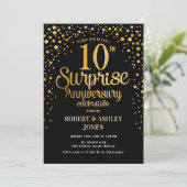 Invitation Surprise 10e anniversaire de mariage - Noir & Or (Debout devant)