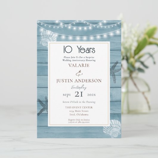 Invitation Surprise 10e anniversaire plage (Debout devant)