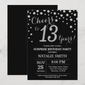 Invitation Surprise 13e anniversaire Diamant noir et argent (Devant / Derrière)