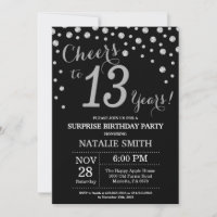 Surprise 13e anniversaire Diamant noir et argent