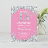 Invitation Surprise 13e anniversaire Diamant rose et argent (Debout devant)
