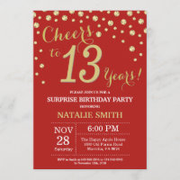 Surprise 13e anniversaire Diamant rouge et or
