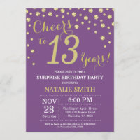 Surprise 13e anniversaire Diamant violet et or