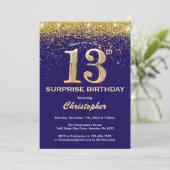 Invitation Surprise 13e anniversaire Marine Blue and Gold Par (Debout devant)