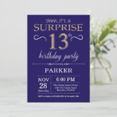 Invitation Surprise 13e anniversaire Marine Blue and Gold Par (Debout devant)