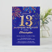 Invitation Surprise 13e anniversaire Marine Blue & Gold Firew (Debout devant)