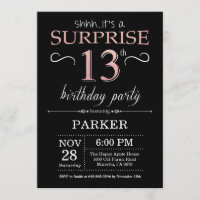 Surprise 13e anniversaire Noir et Rose Rose Or