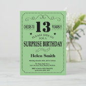 Invitation Surprise 13e anniversaire Noir et Vert (Debout devant)