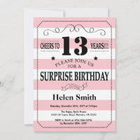 Surprise 13e anniversaire rayures roses et blanche