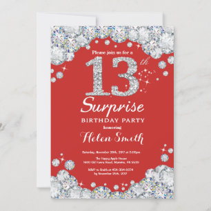 Invitation surprise 13e anniversaire Silver Diamon
