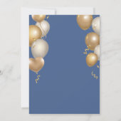 Invitation Surprise 15e anniversaire Ballons bleu et or (Dos)