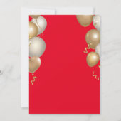 Invitation Surprise 15e anniversaire Ballons rouge et or (Dos)