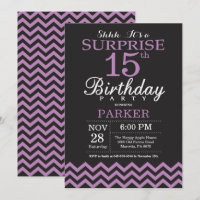 Invitation surprise 15e anniversaire Black and Pur