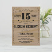 Invitation Surprise 15e Anniversaire Bois Rustique (Debout devant)