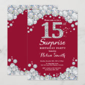 Invitation Surprise 15e anniversaire Bourgogne Rouge Argent D (Devant / Derrière)