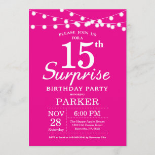 Invitation surprise 15e anniversaire Hot rose