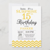 Invitation surprise 15e anniversaire Jaune Chevron (Devant)