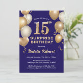 Invitation Surprise 15e anniversaire Marine Bleu et Ballons d (Debout devant)