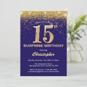 Invitation Surprise 15e anniversaire Marine Blue and Gold Par (Debout devant)