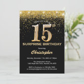 Invitation Surprise 15e anniversaire Parties scintillant noir (Debout devant)