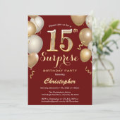 Invitation Surprise 15e anniversaire Sombre Rouge et Or Ballo (Debout devant)