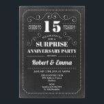 Invitation Surprise 15ème anniversaire de la fête - Chalkboar<br><div class="desc">Invitation du 15e anniversaire du Mariage Surprise Design rétro simple avec motif de tableau noir. Carte invitation noir et blanc. Parfait pour une fête élégante ! Peut être personnalisé à n'importe quelle année. S'il vous plaît,  envoyez-moi un message si vous avez besoin d'une personnalisation supplémentaire.</div>